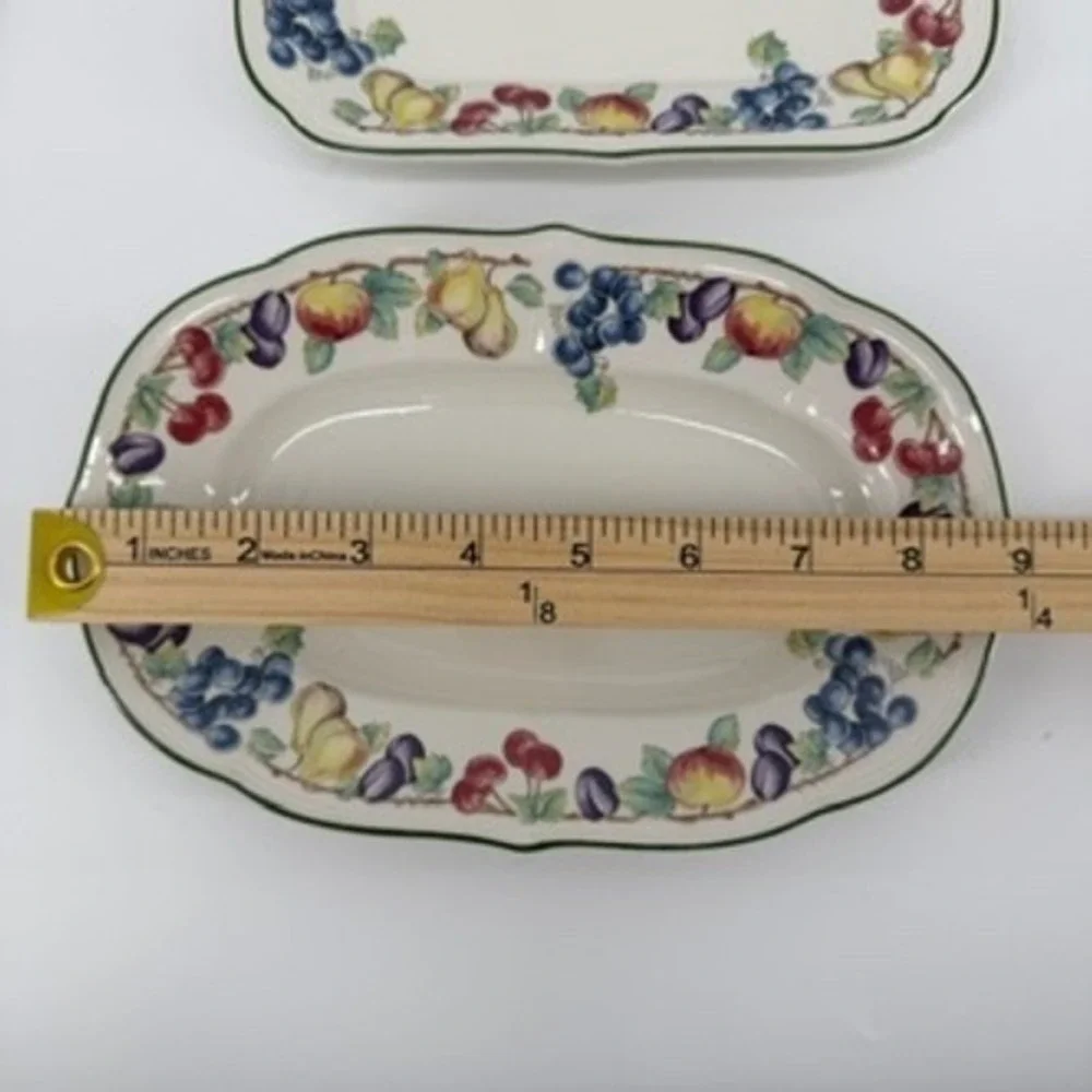 Villeroy & Boch Melina Fruit Pattern Serving Dishes Relish Tray Platter Set of 2